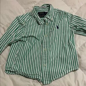 Polo by Ralph Lauren Kids Green and White Striped Shirt